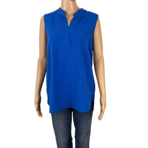 Hilary Radley sleeveless v-neck blouse blue size medium
